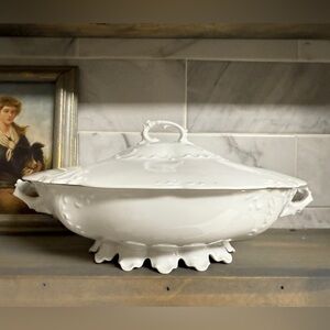 Vintage Habsburg Austria Lidded White China Serving Dish
